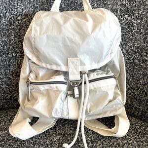 RARE LeSportsac Light Gray Backpack with Silver Reflective accents.